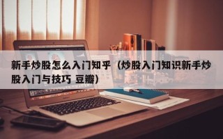 新手炒股怎么入门知乎（炒股入门知识新手炒股入门与技巧 豆瓣）