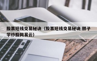 股票短线交易秘诀（股票短线交易秘诀 胖子学炒股网易云）