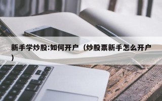 新手学炒股:如何开户（炒股票新手怎么开户）