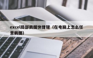 excel局部截图快捷键（在电脑上怎么任意截图）