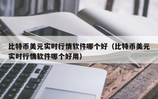 比特币美元实时行情软件哪个好（比特币美元实时行情软件哪个好用）