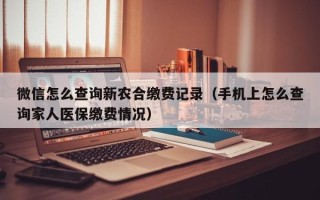 微信怎么查询新农合缴费记录（手机上怎么查询家人医保缴费情况）