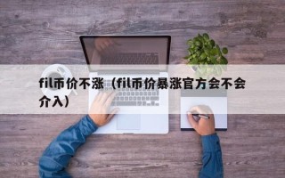 fil币价不涨（fil币价暴涨官方会不会介入）