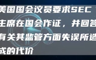 美国国会议员要求SEC主席在国会作证，并回答有关其监管方面失误所造成的代价