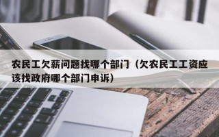 农民工欠薪问题找哪个部门（欠农民工工资应该找政府哪个部门申诉）