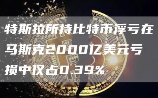 特斯拉所持比特币浮亏在马斯克2000亿美元亏损中仅占0.39%