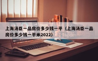 上海汤臣一品房价多少钱一平（上海汤臣一品房价多少钱一平米2022）