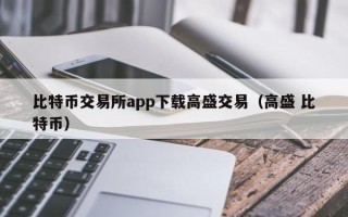 比特币交易所app下载高盛交易（高盛 比特币）